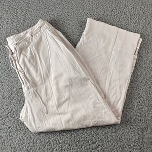 Worthington White Wide Leg Cropped Pants Cargo Pocket String Belt Womens Size 10